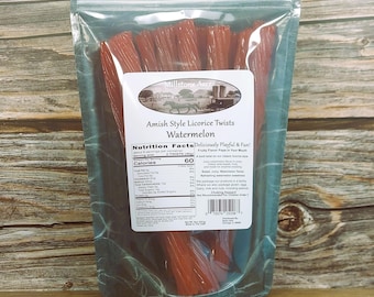 Amish Style Watermelon Licorice Twists – Handmade Gourmet Candy, Fruity Chewy Treat, Old-Fashioned Nostalgic Snack