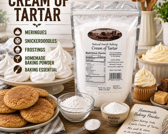 Crémor tártaro Amish: Polvo natural para hornear, limpiar y hacer cosméticos caseros.