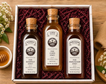 Honig Vielfalt Box Klee Orange Blüte Buchweizen Set Glasflaschen Natural Sweet Trio