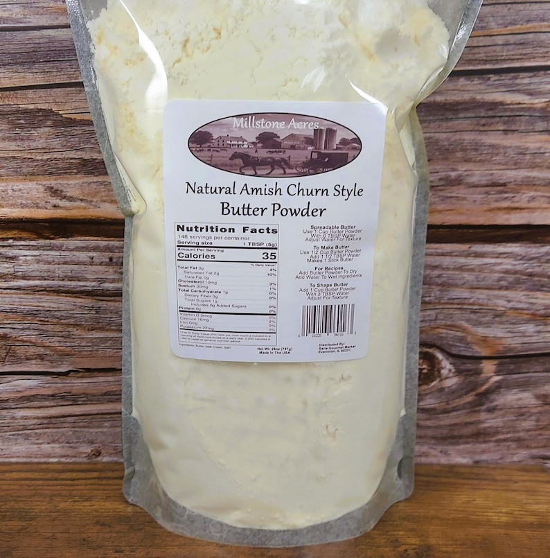 Millstone Acres Amish Churned Style Salted Butter Powder 26oz Resealable Package