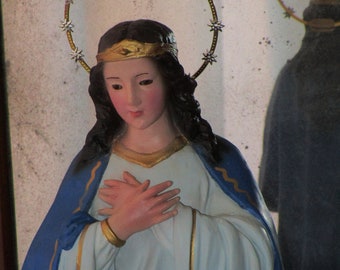 Antique Image Virgin Immaculate Madonna Holy Mary Statue glass eyes religious statues of the 40's,