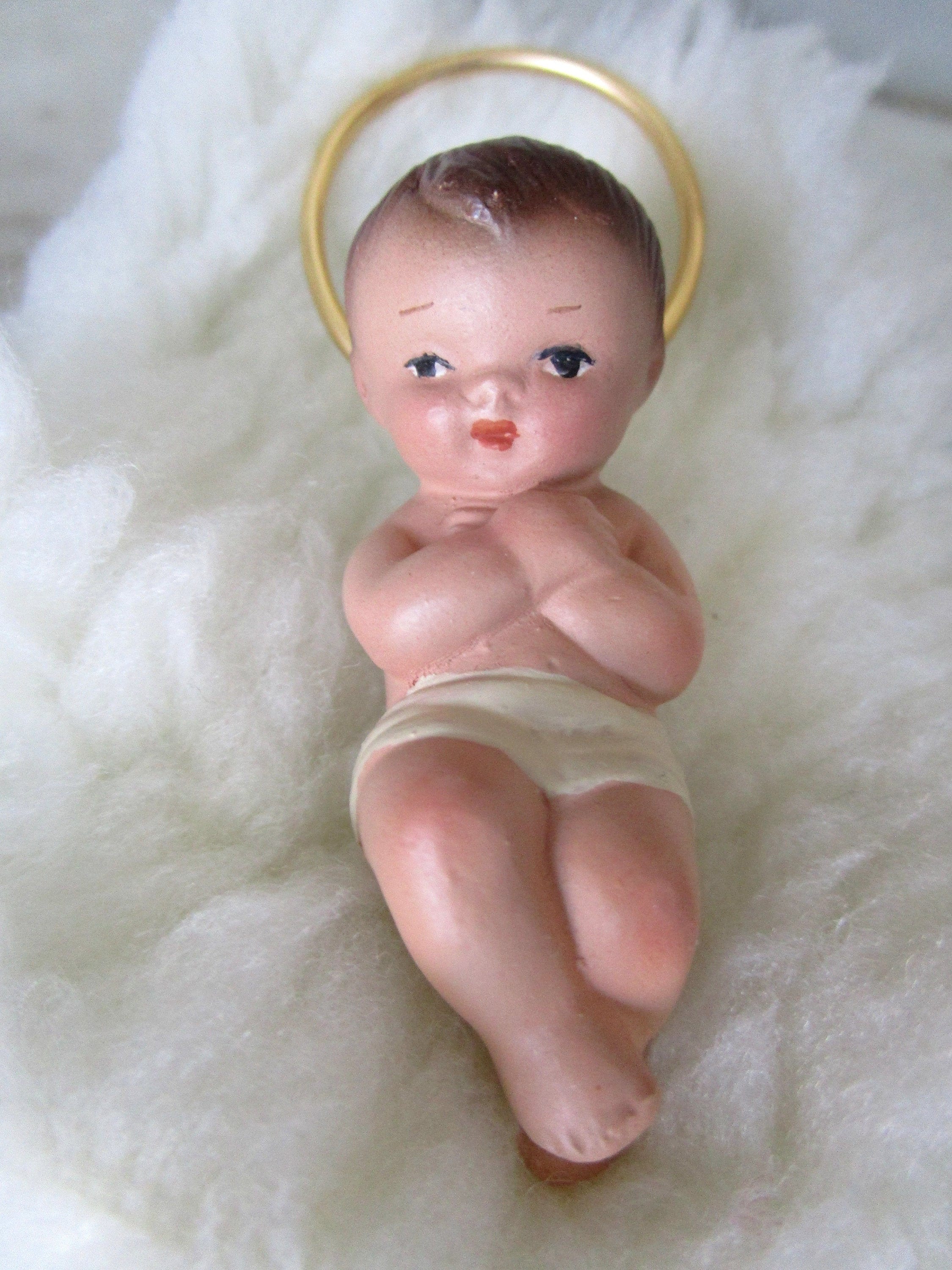 Little Baby Jesus With Christmas Cradle. Religious Figure Dated 1980. Santos De Olot Vintage. Etsy