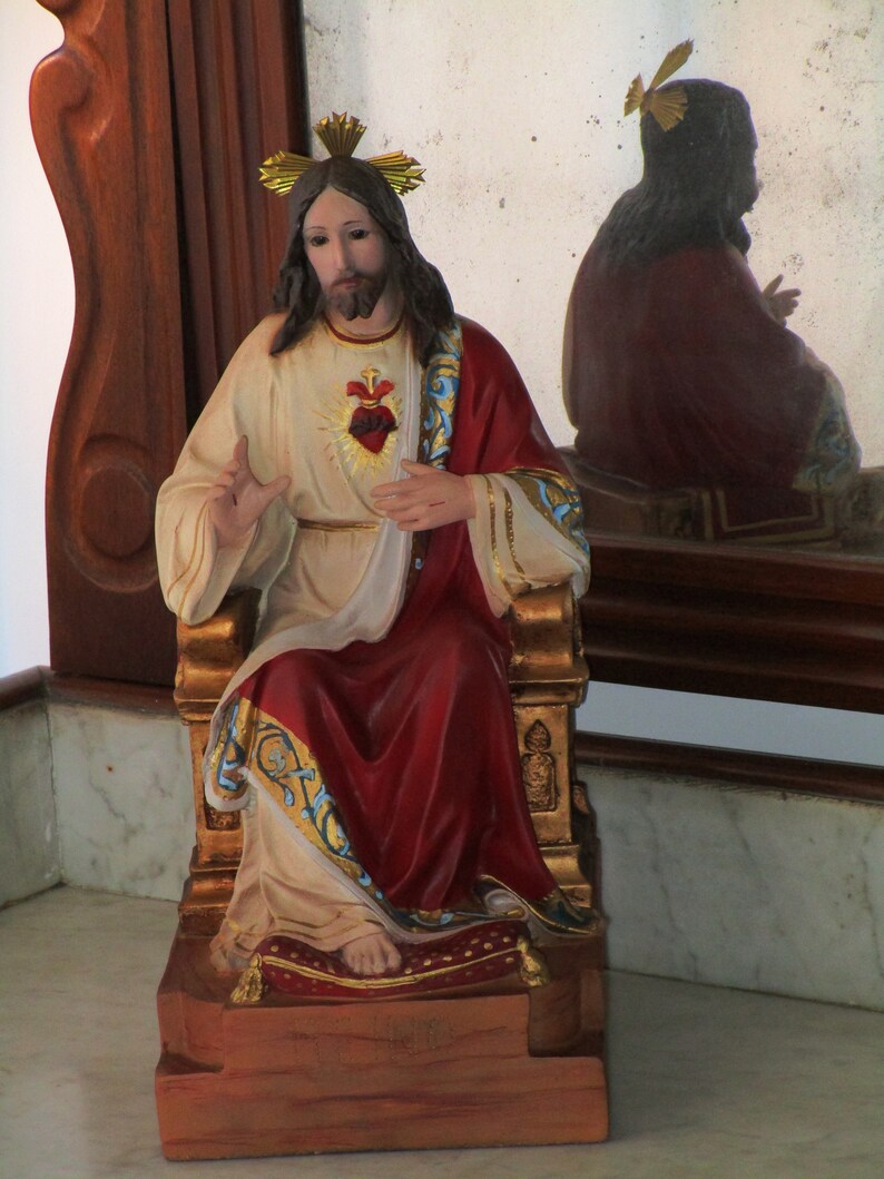 Christ the King Sacred Heart of Jesus Statue Sitting Chair. Etsy