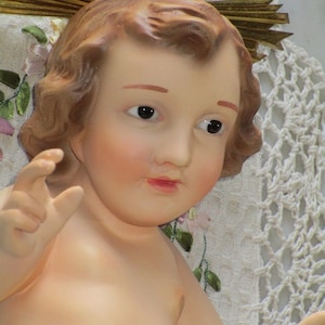 Baby/Infant Jesus. Glass Eye Nativity Christmas. Infant Jesus religious antique  Saints Olot Religious Vintage