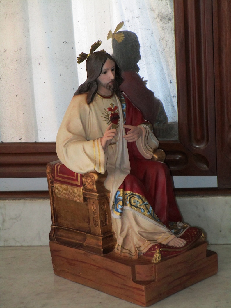 Christ the King Sacred Heart of Jesus Statue Sitting Chair. Etsy