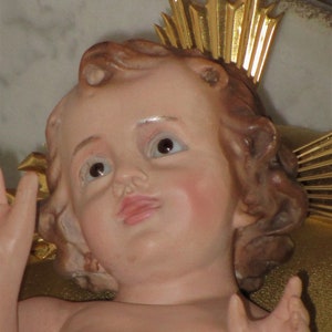 Baby Infant Child Jesus Glass Eye Nativity Christmas. Infant Jesus religious antique  Santos Olot Religious Vintage
