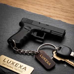 Miniature Black Pistol Keychain – Realistic Gun Keyring | Novelty Firearm Charm for Keys, Bags & Gifts
