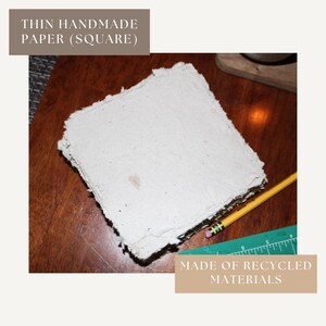 Handmade Recycled Paper Sheets: Lightweight Deckle Edge (5&quot; x 5&quot;)