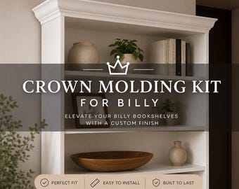 Billy Bookcase Crown Molding Kit | Modular DIY Furniture Upgrade (White, Black)