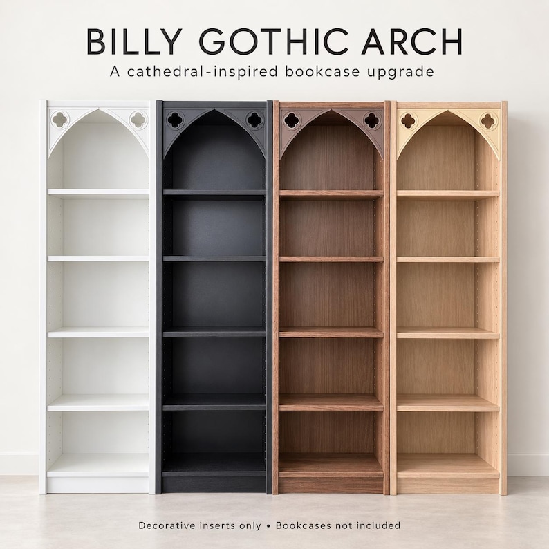 Gothic Arch Inserts for IKEA BILLY | Quatrefoil Shelf Corners | Peel ...