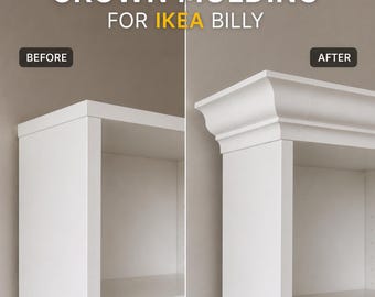 Billy boekenkast kroonlijstset | Modulaire upgrade voor doe-het-zelfmeubels (wit, zwart)