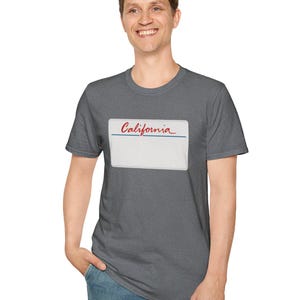 California License Plate T-Shirt, Customizable Text Graphic Tee, Retro California Plate Design, Gildan 6400 Unisex Shirt