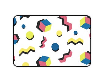 Retro Memphis Pattern Desk Mat | 80s Geometric Mouse Pad