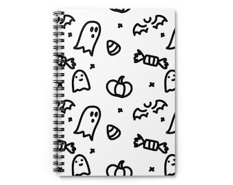 Halloween Doodle Pattern Spiral Notebook | Ruled Notebook