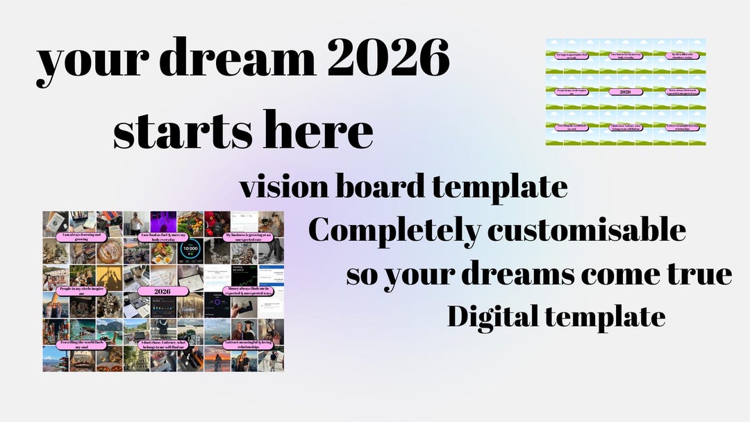 2026 Vision Board Template | Editable Canva Vision Board | Digital ...