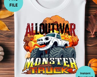 Halloween Monster Gruseliger LKW PNG, Gruseliges Saisonauto, trendiges Halloween-Shirt-Design, digitaler Download