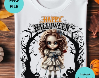 Spooky Marionette Doll Halloween PNG, Creepy Vintage Doll Design (Digital Download)