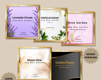 Editable Candle Label Template Set – Elegant Canva Designs (Digital Download)