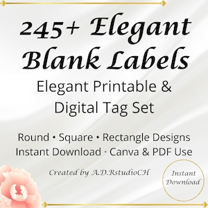 Elegant Printable Label Set: 7 Unique Designs + Bonus (PDF Download A4 Format)