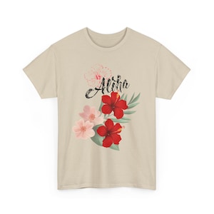 Aloha Floral Cotton Tee, Beachwear, Casual Wear, Hawaiian Style Apparel