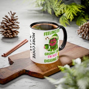 Colorful Grumpy Elf Coffee Mug: Holiday Humor, Unique Kitchen Decor