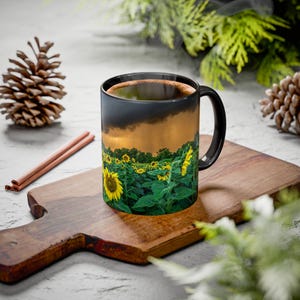 Sunflower Sunset Coffee Mug: Colorful Ceramic Drinkware, Nature Lover Gift