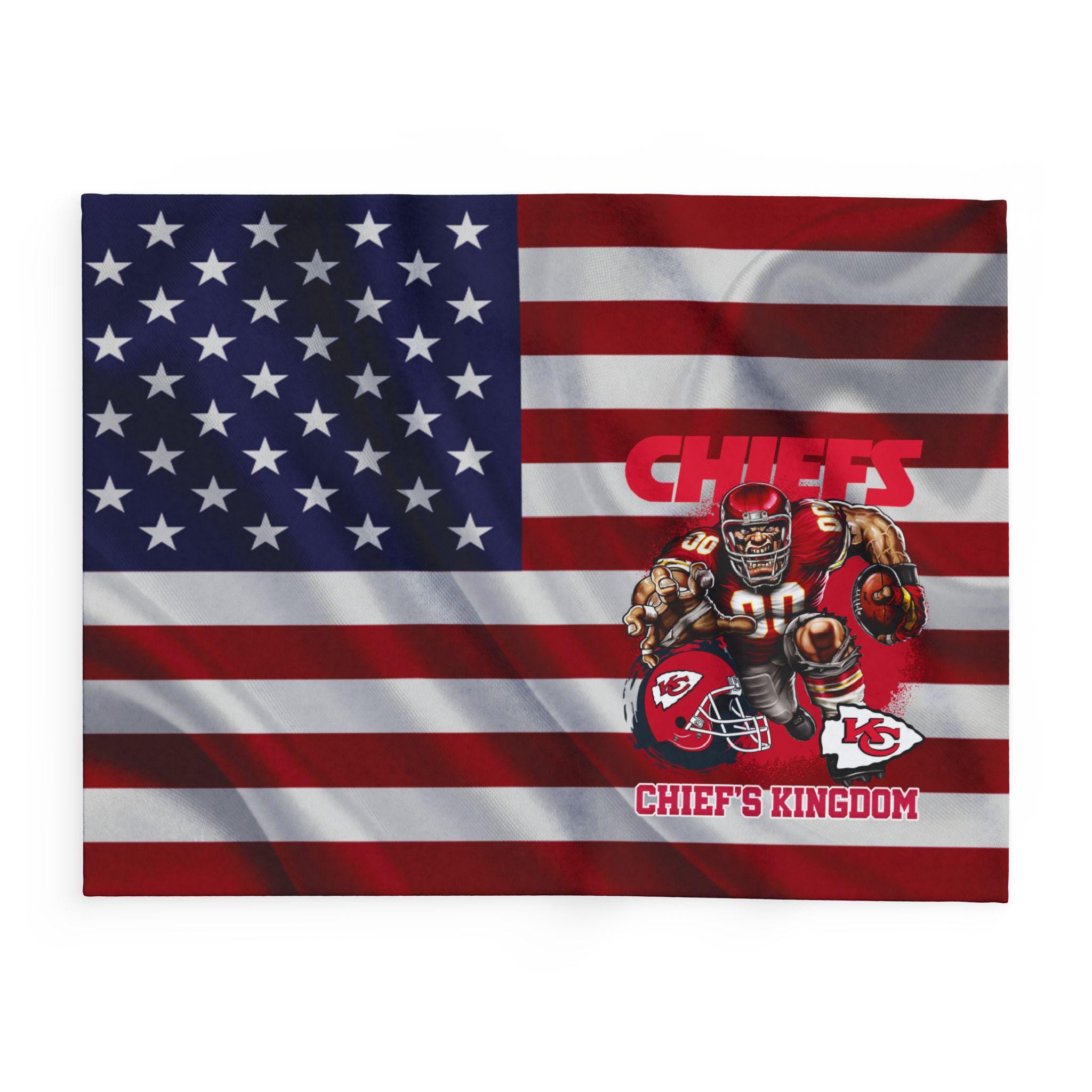 Discover KC Football Team Chiefs Fleece Blanket, American Flag Football Blanket Gift for Fan