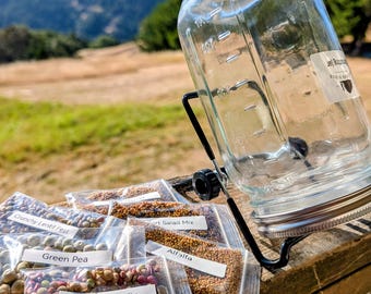 Organic Mason Jar Sprouting Kit | Complete Countertop Sprout Grower | Certified Organic Seeds