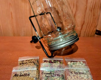 Organic Mason Jar Sprouting Kit | Complete Countertop Sprout Grower | Certified Organic Seeds
