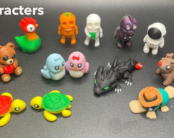 Criaturas/animales en miniatura flexibles impresos en 3D (bolsa de 10)