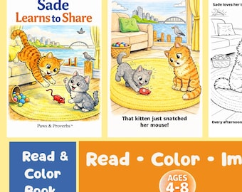 Sade Learns to Share |Read and Color Storybook | SEL Sharing Activity (Ages 4-8)