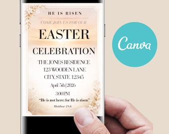 Elegant Easter Invitation: He Is Risen Celebration (Digital Download)