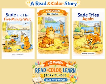 Sade the Cat Coloring Story Bundle | Patience, Perseverance SEL Activity (Ages 4–8)