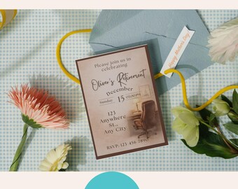 Elegant Retirement Party Invitation | Editable Retirement Celebration Invite | Canva Template (Digital Download)