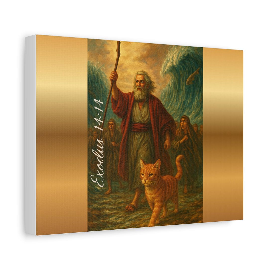 Moses and Cat Crossing the Red Sea Canvas | Christian Wall Art - Etsy