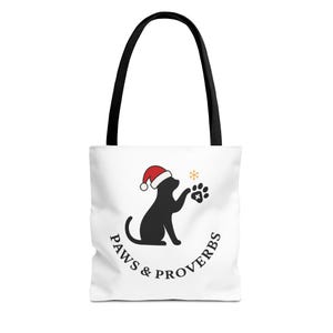 Festive Animal Tote Bag, Dog and Cat AOP Print, Cute Pet Lover Gift, Eco-Friendly Shopping Bag, Christmas Pet Accessory