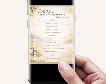 Gentle Daily Checklist | Low Energy, Simple Routine (Printable PDF + Canva Template)