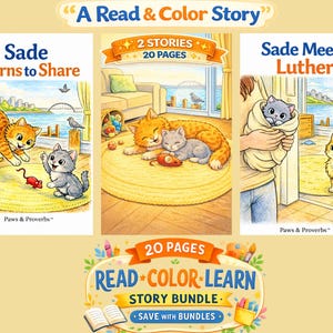 Sade the Cat Coloring Story Bundle | Friendship, Sharing SEL Activity (Ages 4-8)