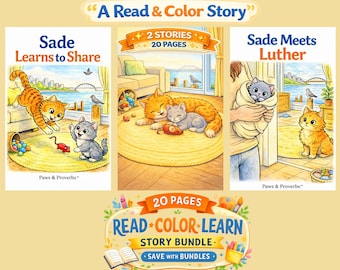 Sade the Cat Coloring Story Bundle | Friendship, Sharing SEL Activity (Ages 4-8)