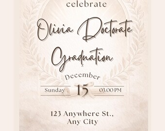 Elegant Graduation Party Invitation | Canva Editable Template