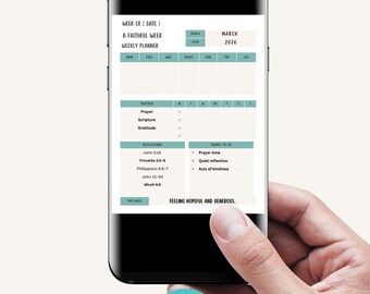 A Faithful Week | Editable Weekly Self-Care & Faith Planner | (Canva Template)