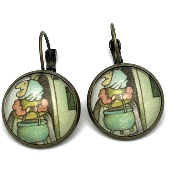 2023 Strega Nona - Tomie dePaola - United States Stamp - Postage stamp jewelry - Postage Stamp Earrings -