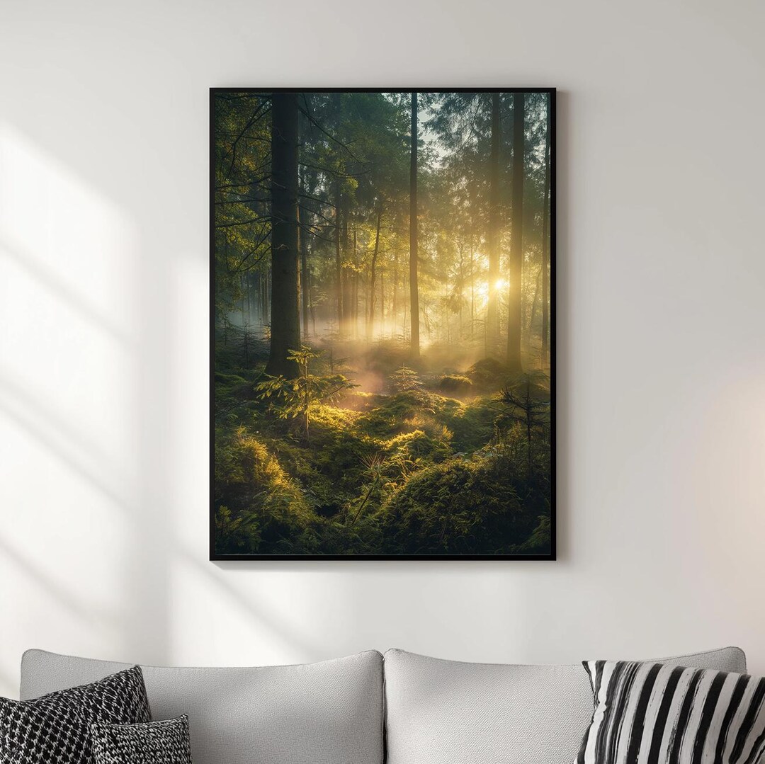 Mystical Forest Sunrise Printable Wall Art – Fantasy Nature Print ...