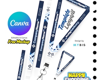 Modèle de carte d'identité modifiable pour tour de cou : création d'entreprise, d'école et d'événementiel (toile, 90 x 2 cm)