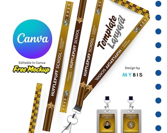 Modèle jaune imprimable de carte d'identité de cordon modifiable : organisation école collège Harry Potter | Toile modifiable (90 x 2 cm)