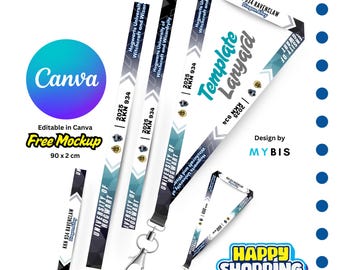 Modèle de carte d'identité de cordon Canva : entreprise, école, événement (90 x 2 cm)