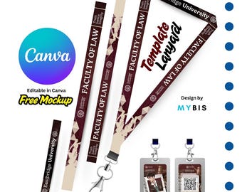 Modèle de carte d'identité modifiable pour cordon : Organisation École Collège | Toile modifiable (90 x 2 cm)