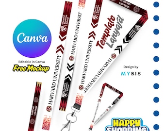 Plantilla de cordón de Canva: Identificación del personal para eventos corporativos (90 x 2 cm)