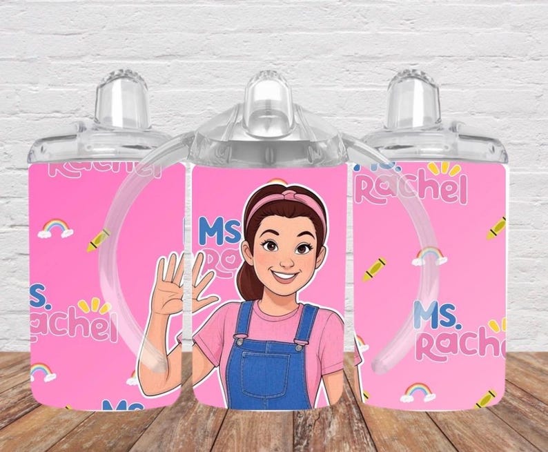 Vaso de aprendizaje personalizado para niños pequeños / Vaso antiderrame pink & rainbow