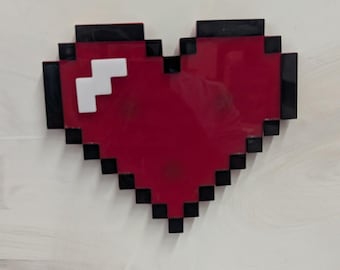 Acrylic Pixel Red Hearts Minecraft Videospiel Decor Magnet Handgemachter Acryl Pixel Herz Magnet - Retro Gamer Decor